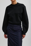 Tibi Sculpted Long Sleeve Sweatshirt in Black