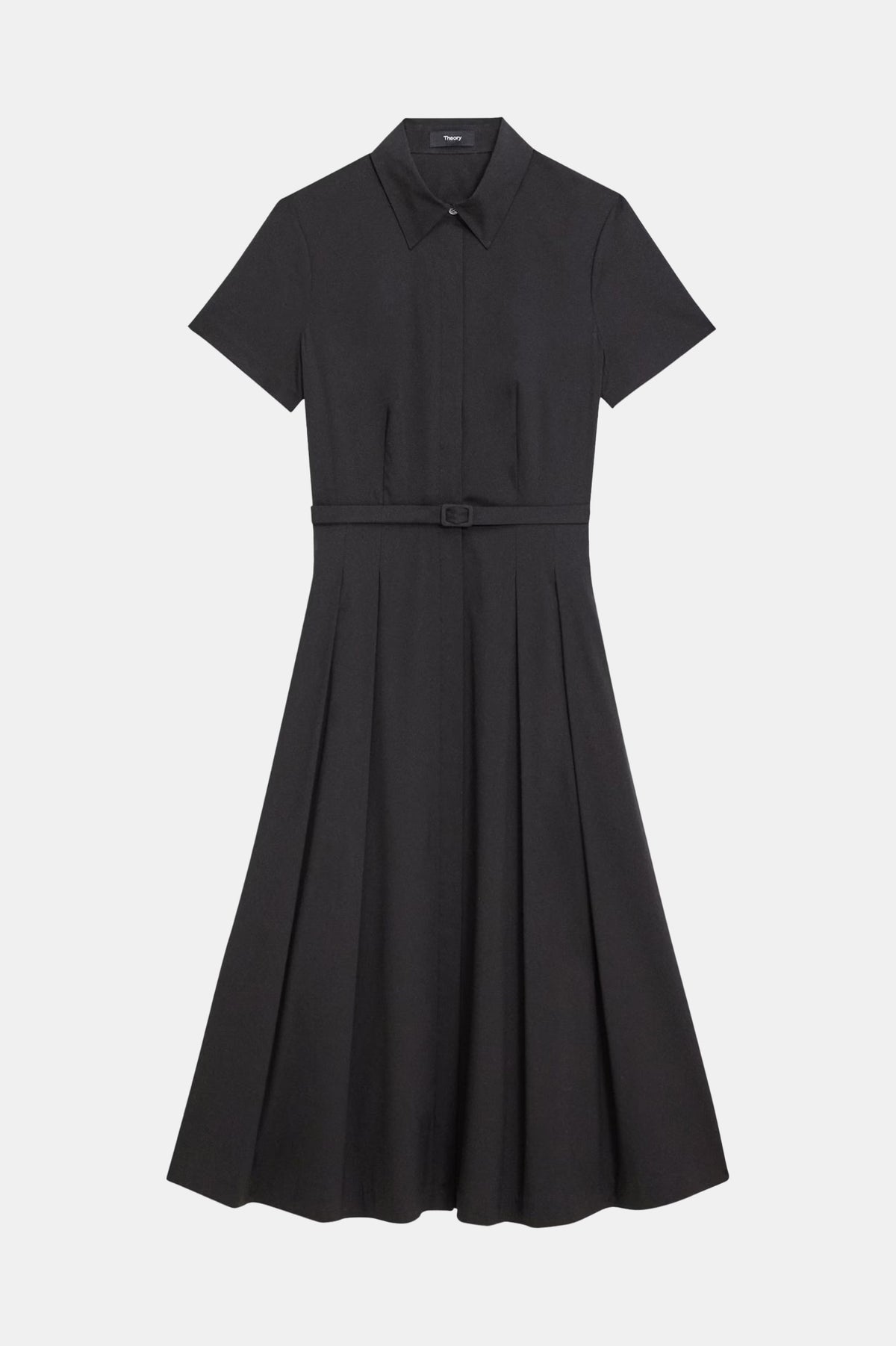 Good Cotton Short-Sleeve Shirt Dress in Black