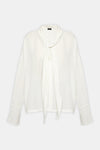 Theory Tie Neck Silk Blouse in Ivory