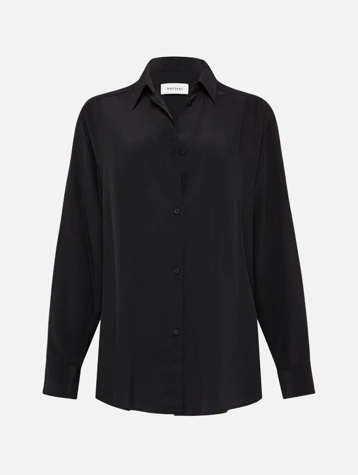 Long Sleeve Silk Shirt in Black