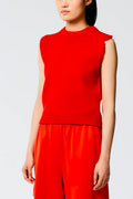 Tibi Soft Lambswool Distressed Vest in Red
