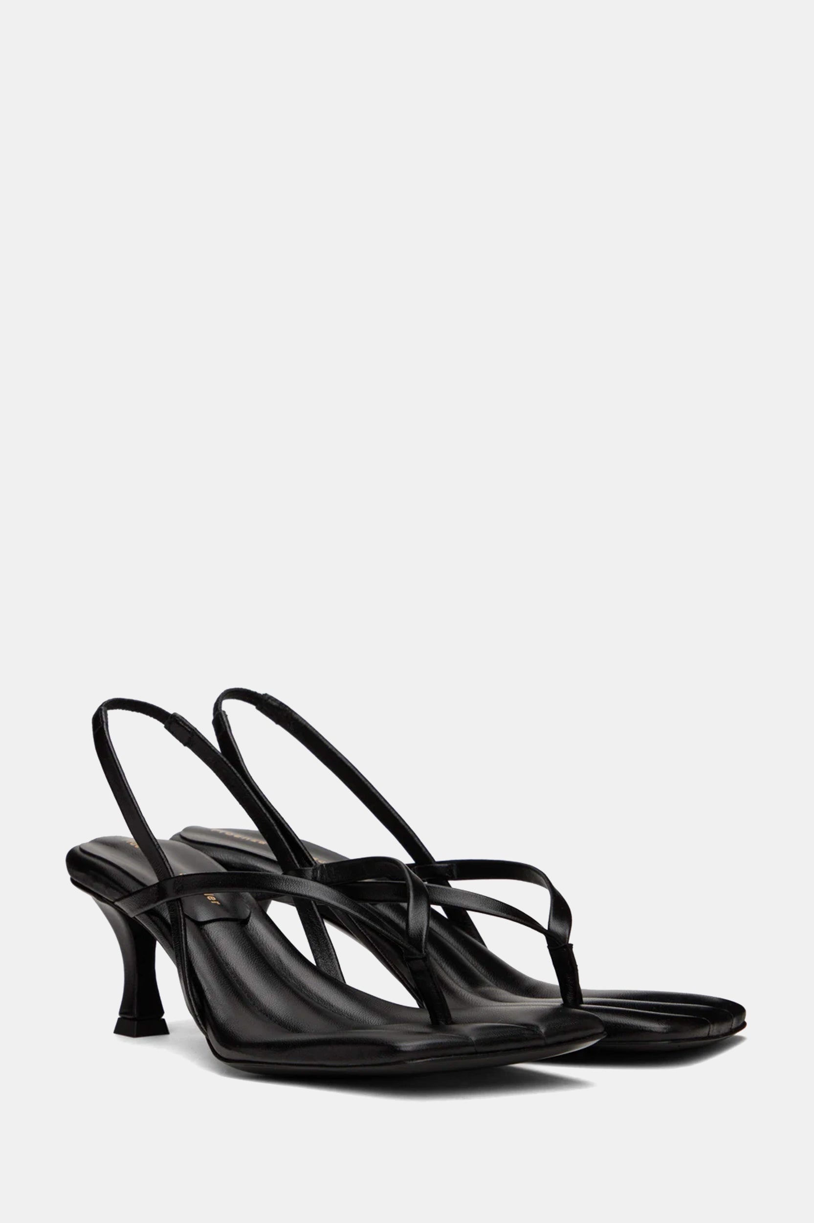 Square Thong Sandals in Black