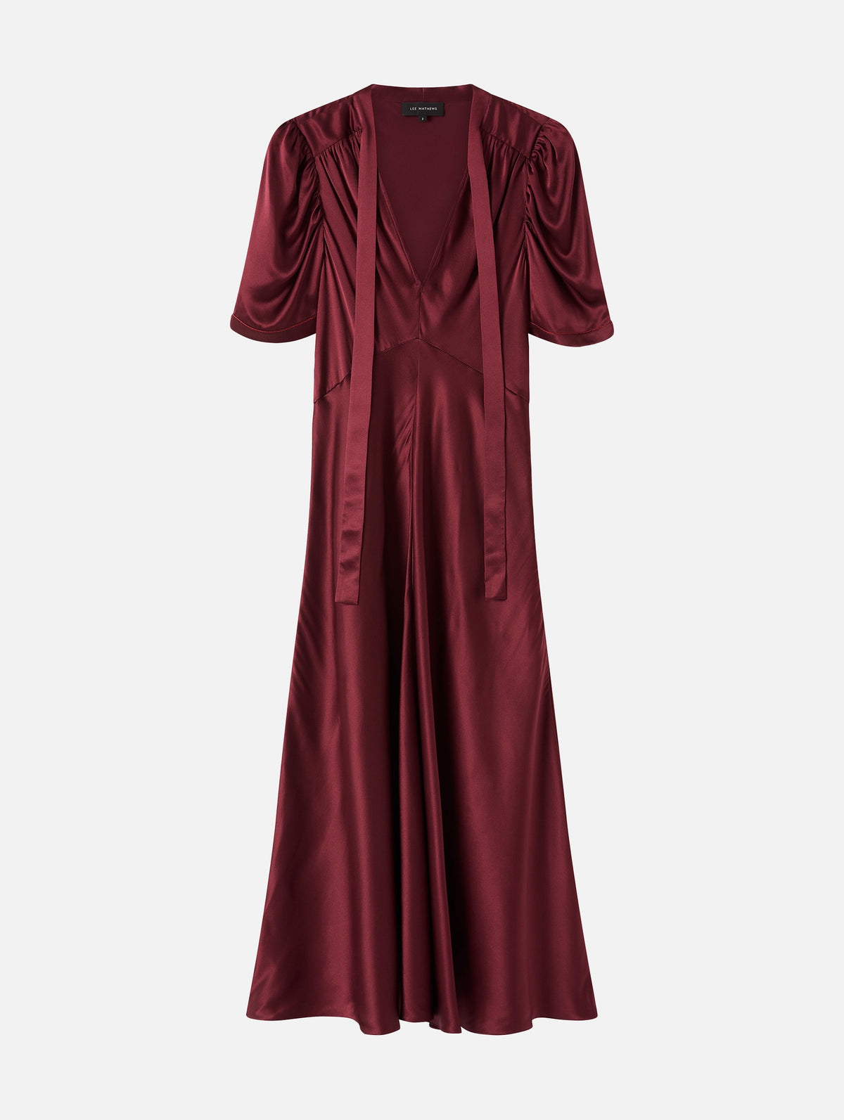 Stella Silk Tie Neck Dress in Rouge