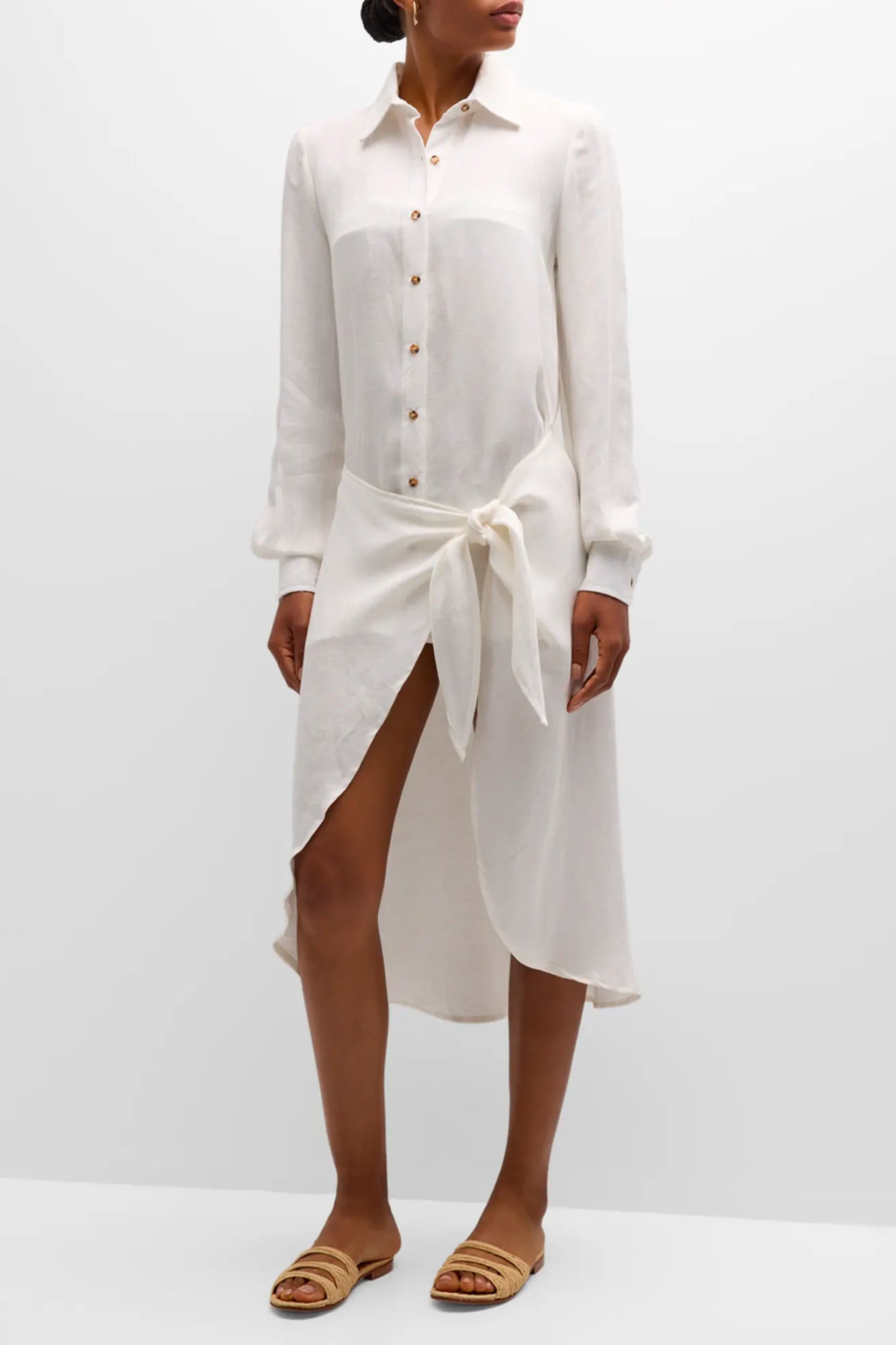 The LA Asymmetric Wrap Dress in White