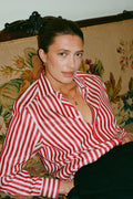 With Nothing Underneath The Boyfriend Shirt in Maple Red Stripe
