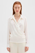 Theory Wrap Silk Blouse in Ivory