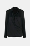 Theory Wrap Silk Blouse in Black