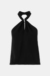 Theory Ring Halter Silk Top in Black