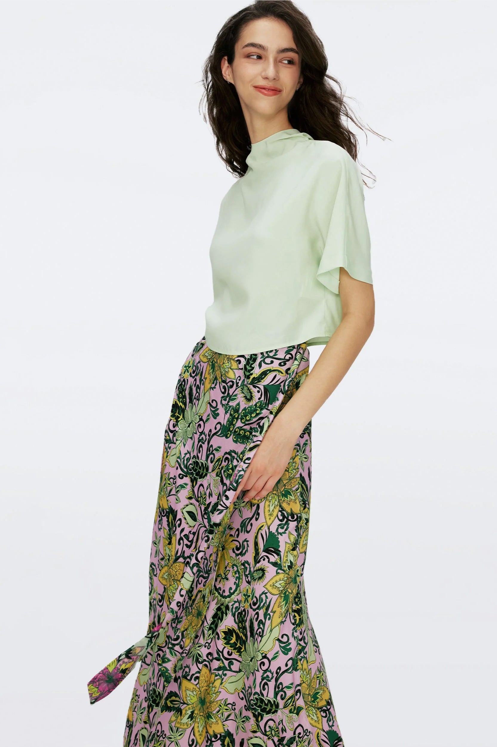 Krisa Reversible Skirt in Garden Paisley Mint