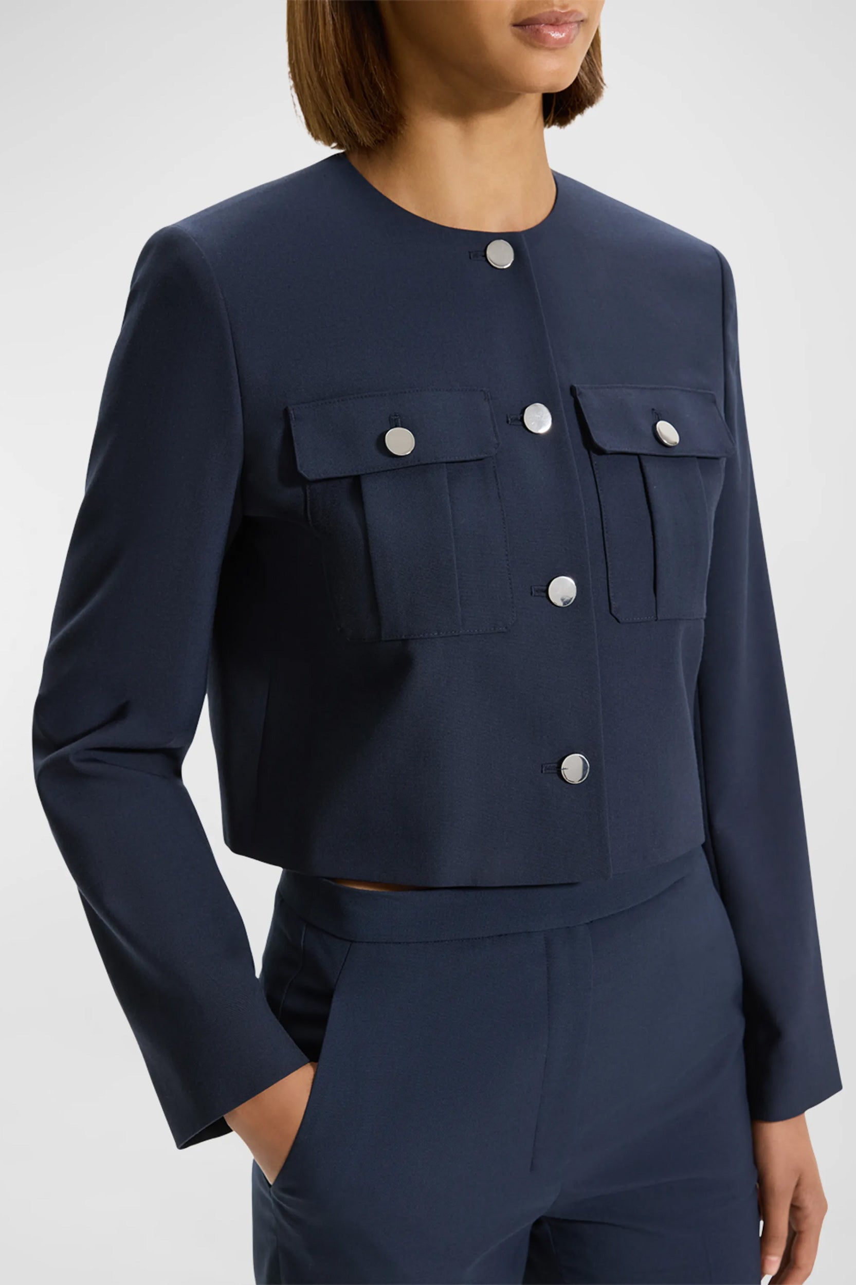Oxford Wool Jacket in Navy