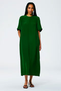 Tibi 4 Ply Silk T-Shirt Dress in Grass