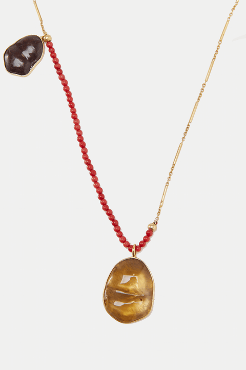 Bezel Beaded Chain Necklace