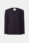 Tibi Boiled Wool Fitted Blazer in Midnight