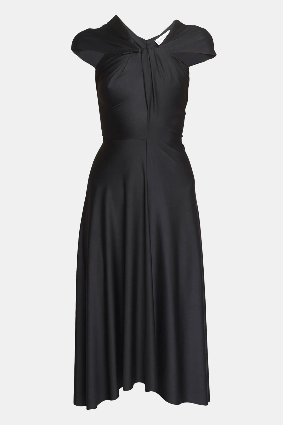 Cap Sleeve Draped Dress in Black