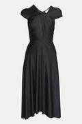 Victoria Beckham Cap Sleeve Draped Dress in Black