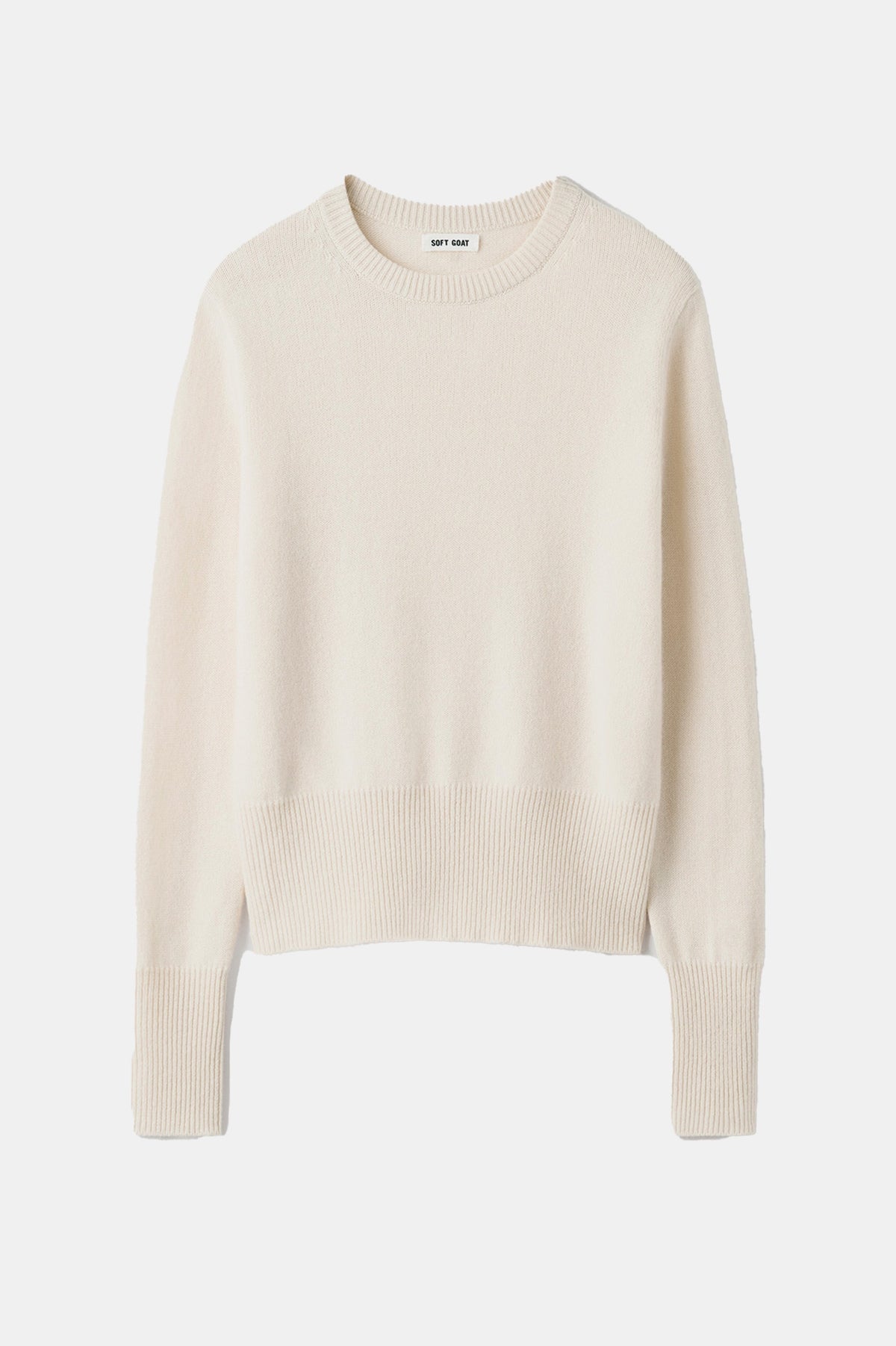 Classic O-Neck Cashmere Sweater in Feather White