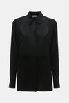 Victoria Beckham Contrast Bib Silk Shirt in Black