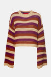 La DoubleJ Crop Sweater in Stripe Cable Chain