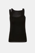 ST. AGNI Double Layer Knit Singlet in Black