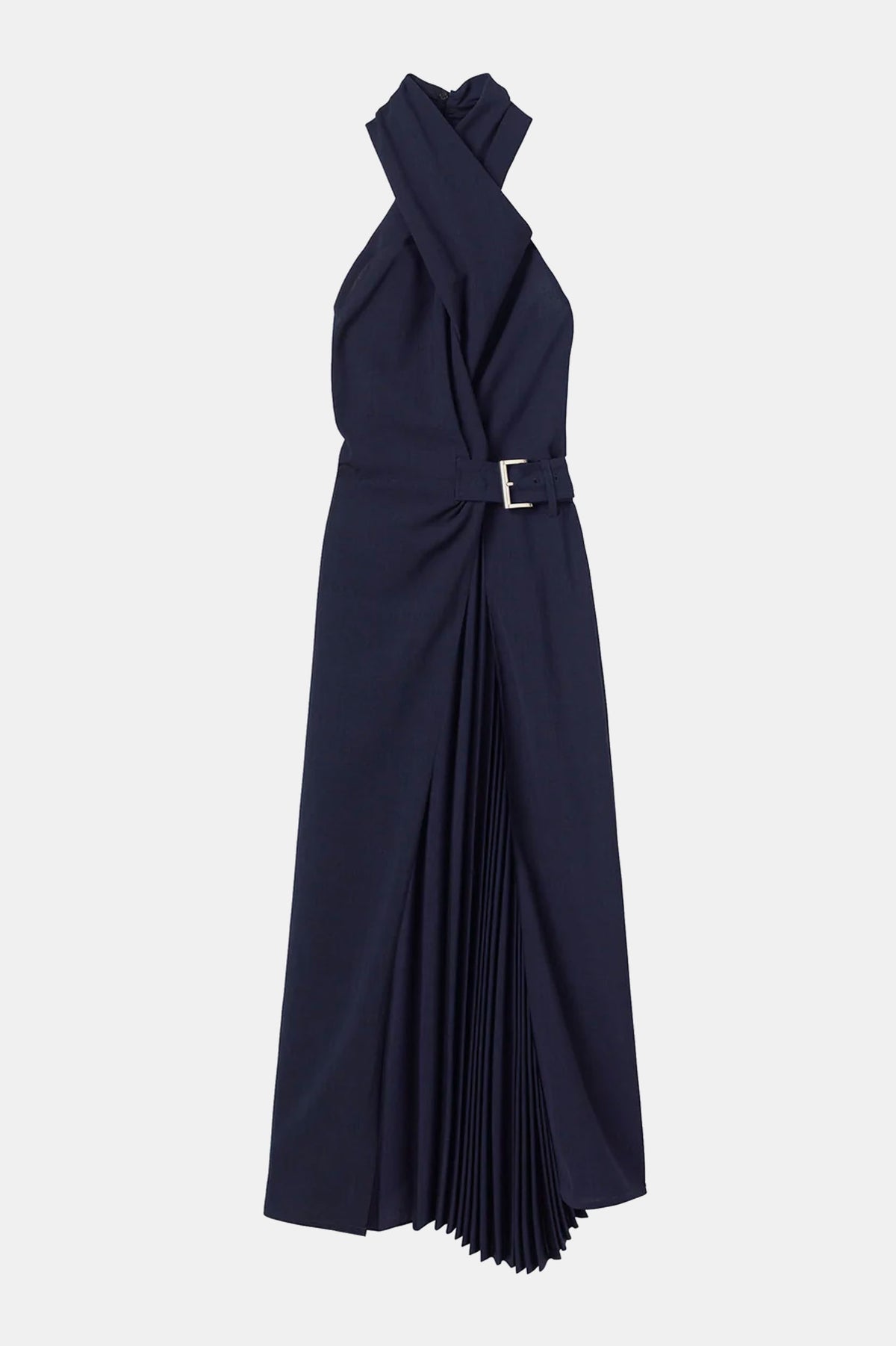 Fiona Pleated Midi Dress in Evening Blue