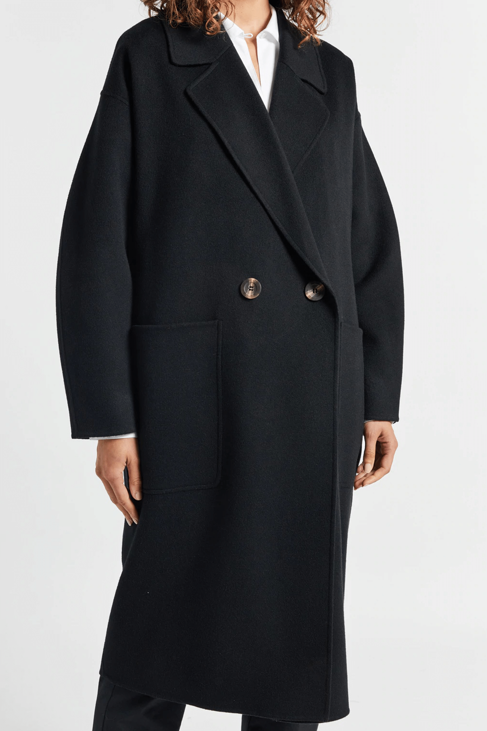 Florentine Cocoon Coat in Black