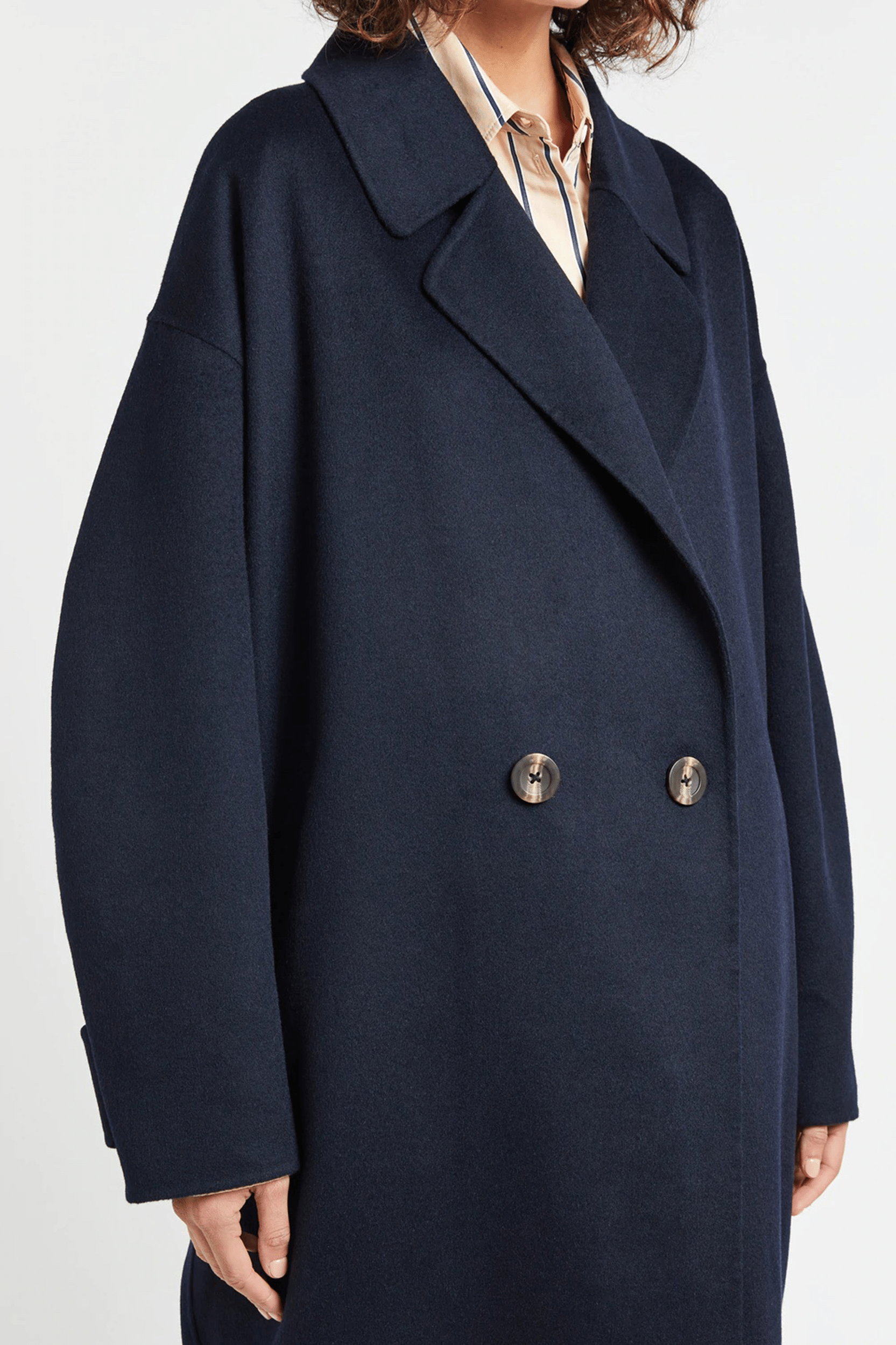 Florentine Cocoon Coat in Navy