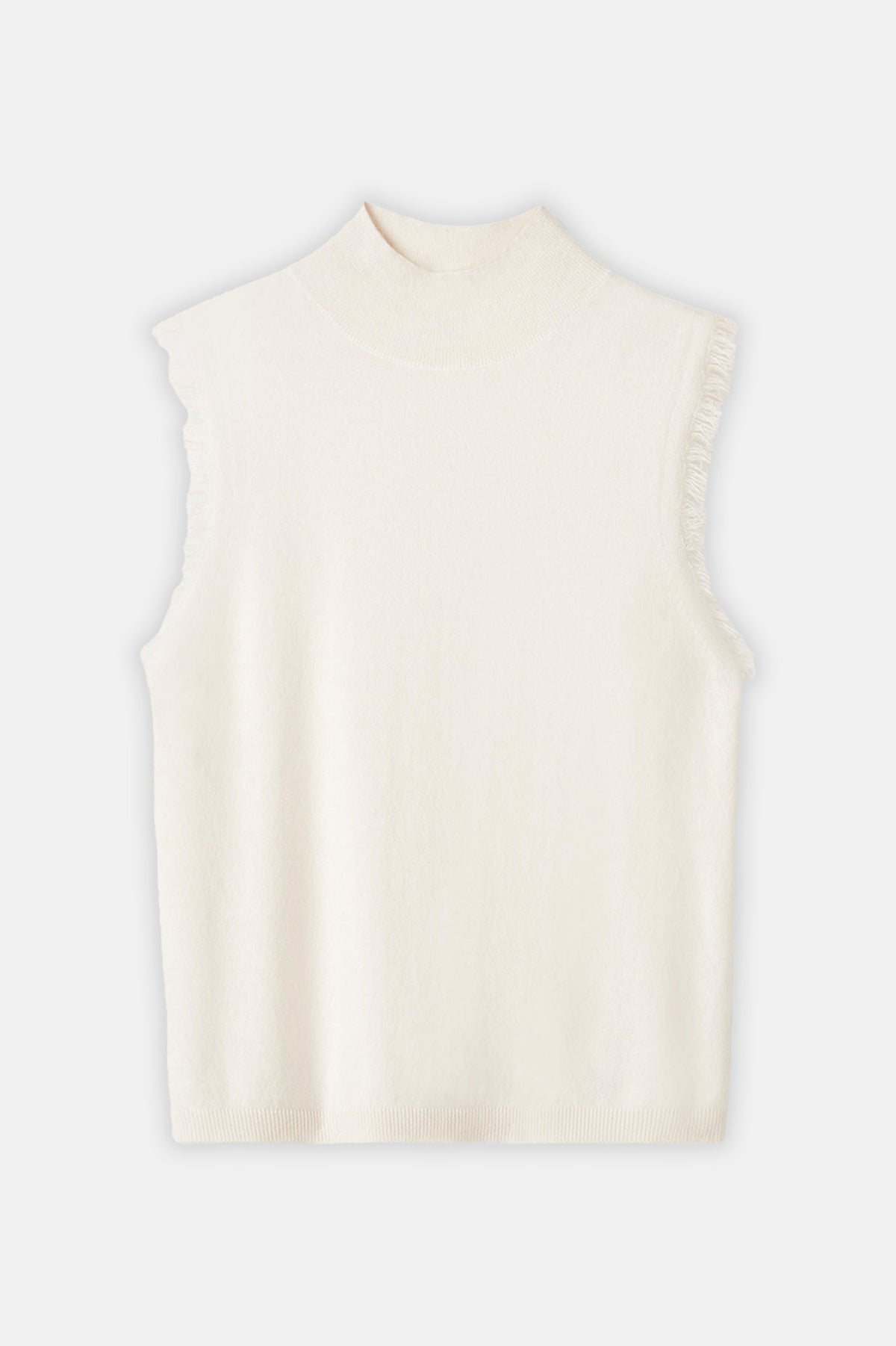 Frayed Cashmere Singlet in Off White
