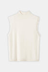 Soft Goat Frayed Cashmere Singlet in Off White