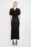 Victoria Beckham Gathered Waist Midi Dress in Black