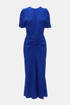 Victoria Beckham Gathered Waist Midi Dress in Palace Blue