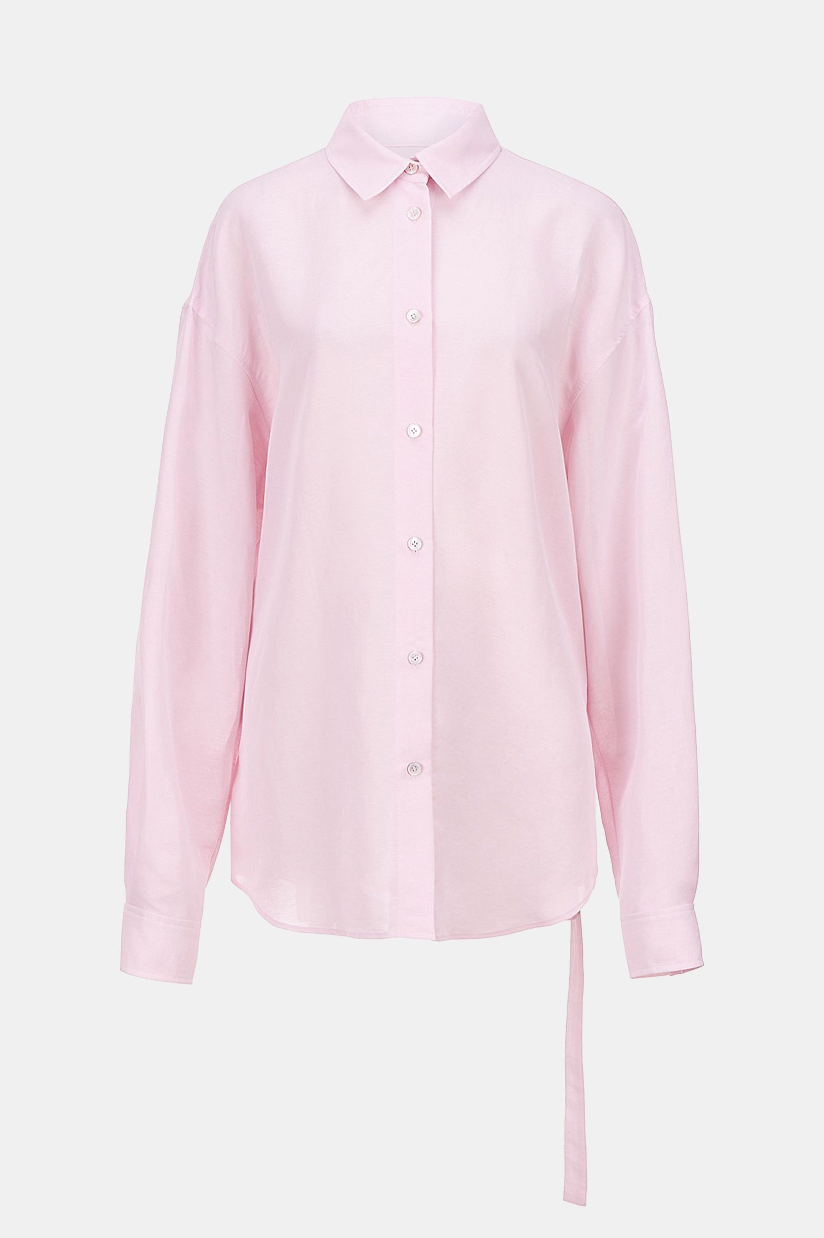 Linen Belted Shirt in Pink