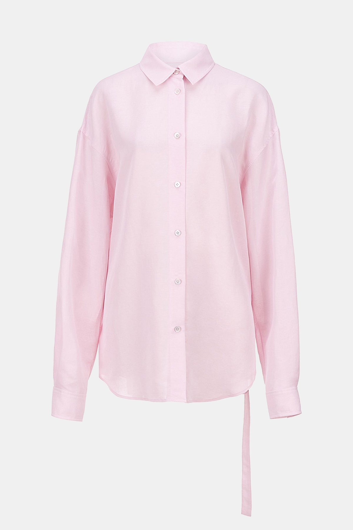 Linen Belted Shirt in Pink