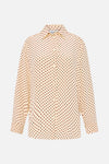 Matteau Long Sleeve Silk Shirt in Burgundy Polka Dot