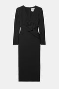 Roland Mouret Long Sleeve Wool Silk Midi Dress in Black