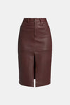 Derek Lam 10 Crosby Mia Leather Front Slit Pencil Skirt in Chocolate