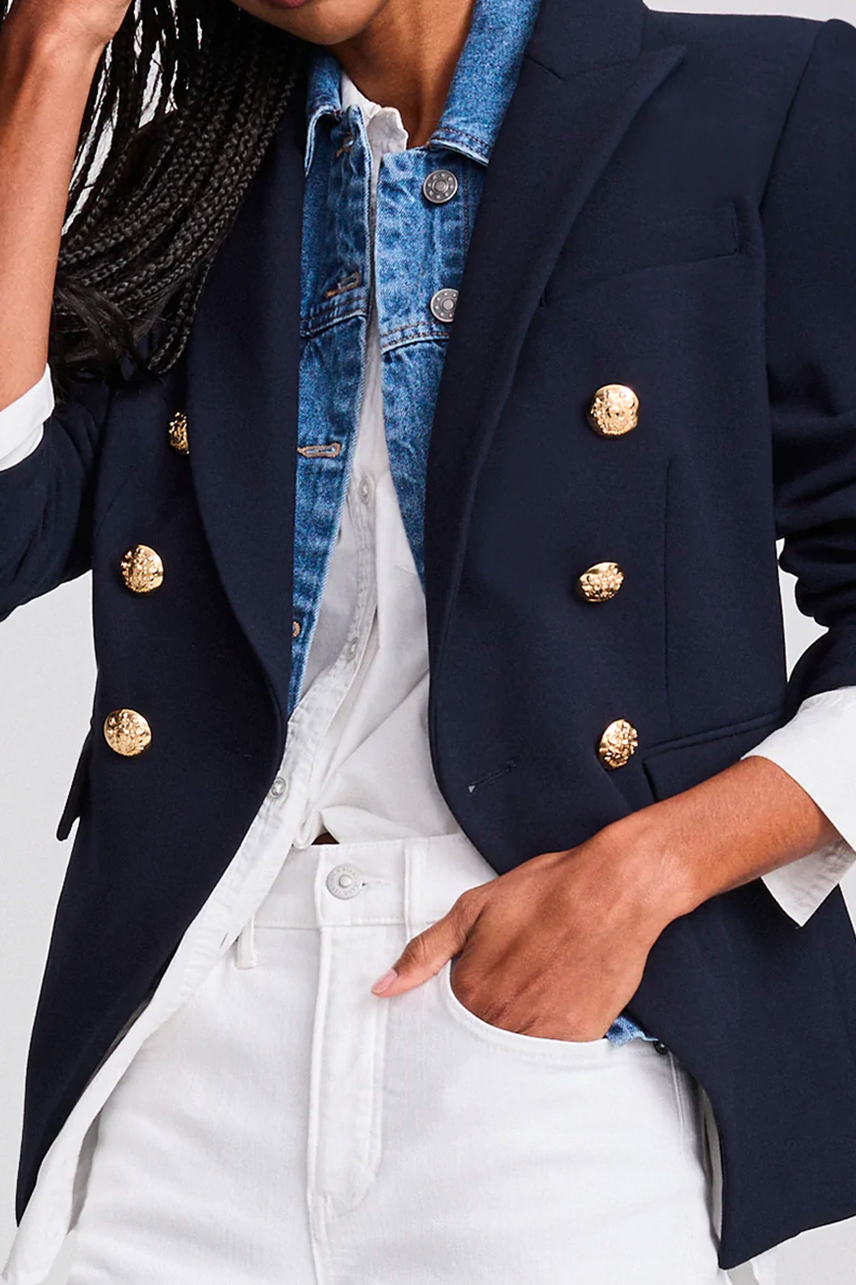 Miller Dickey Blazer in Navy with Gold Buttons