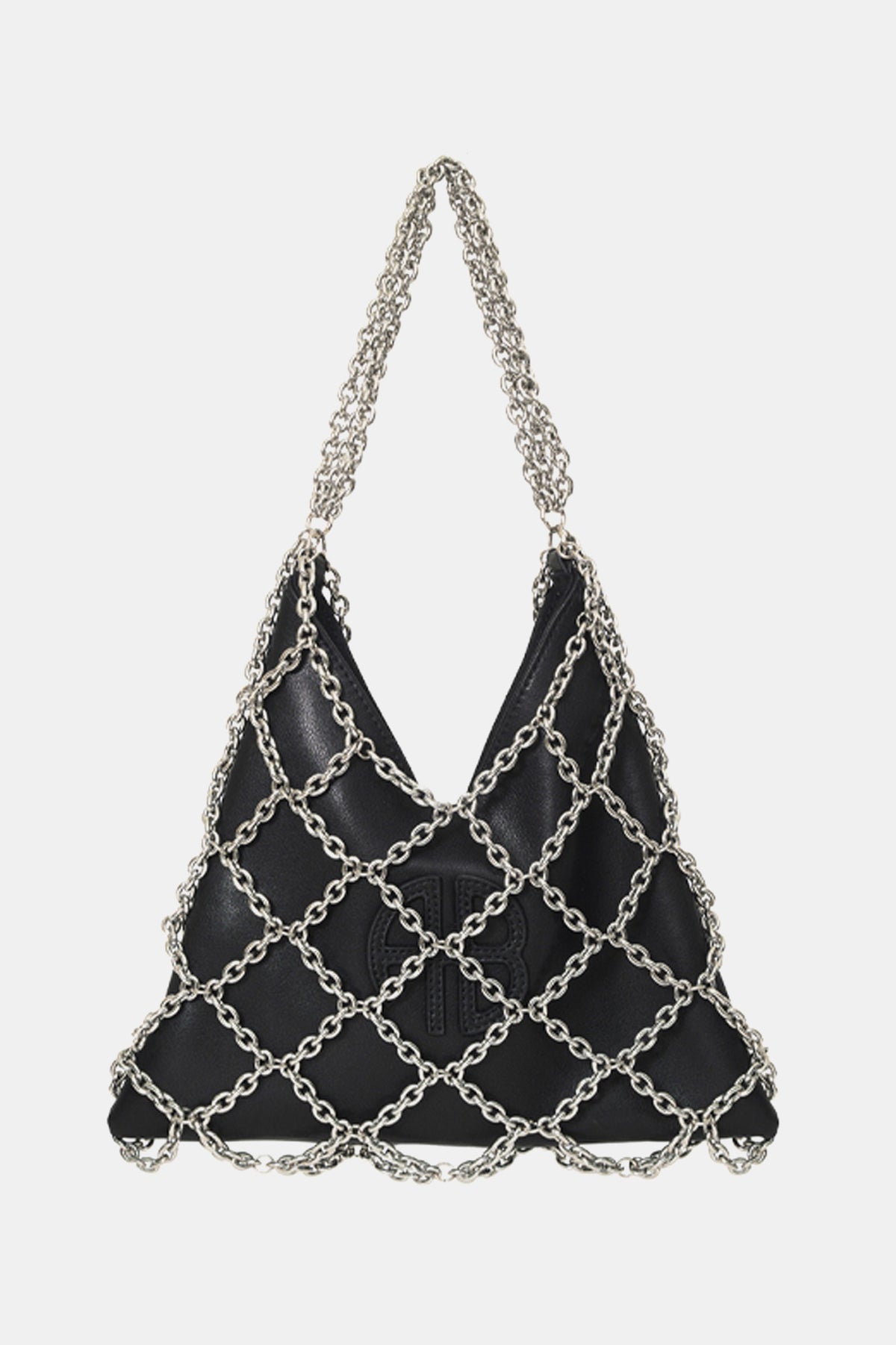 Mini Gaia Chain Bag in Black & Silver