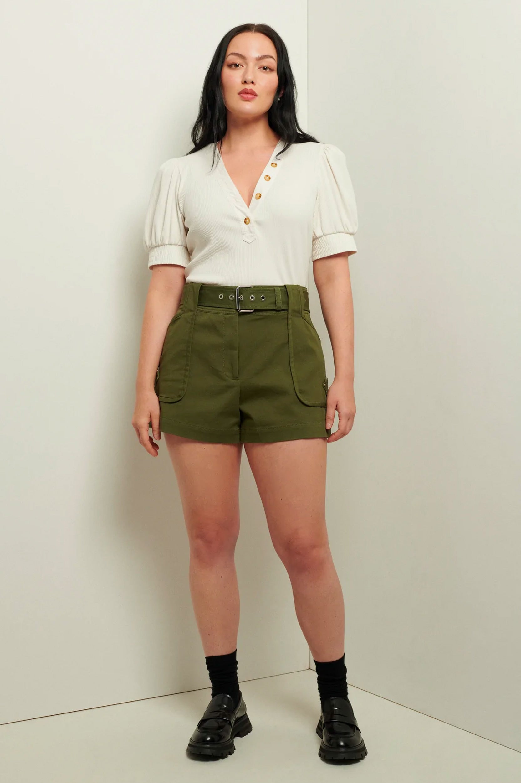 Montery Belted Short in Fatigue