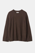 Soft Goat Oversized Cable Cashmere Sweater in Chocolate