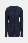 LE17SEPTEMBRE Pleats Long Sleeve Cardigan in Navy