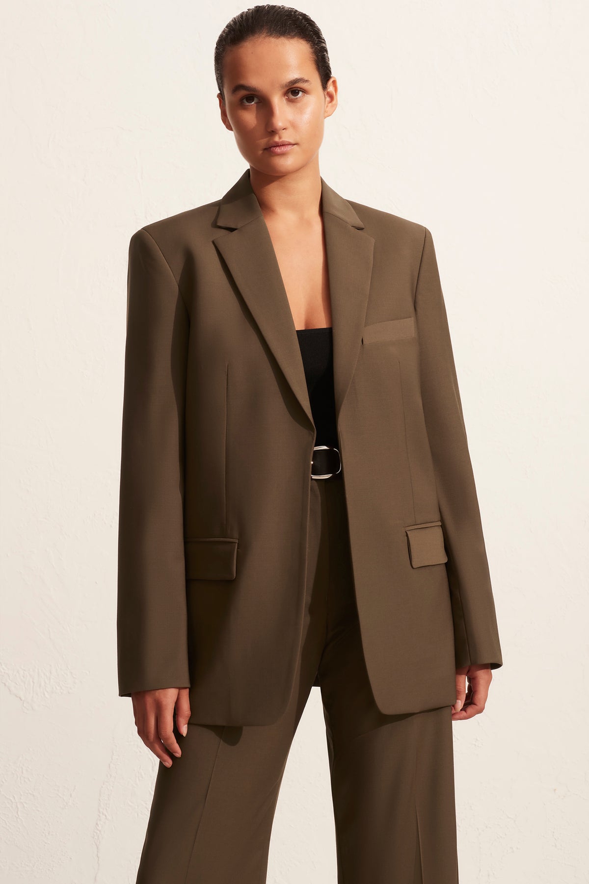 Relaxed Tailored Blazer in Coffee