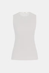 Tibi Sage Crinkle Lyocell Fitted Tank in Ivory