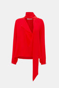 Victoria Beckham Scarf Neck Silk Blouse in Red
