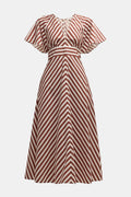 OROTON Sorrento Stripe Dress in Deep Spice