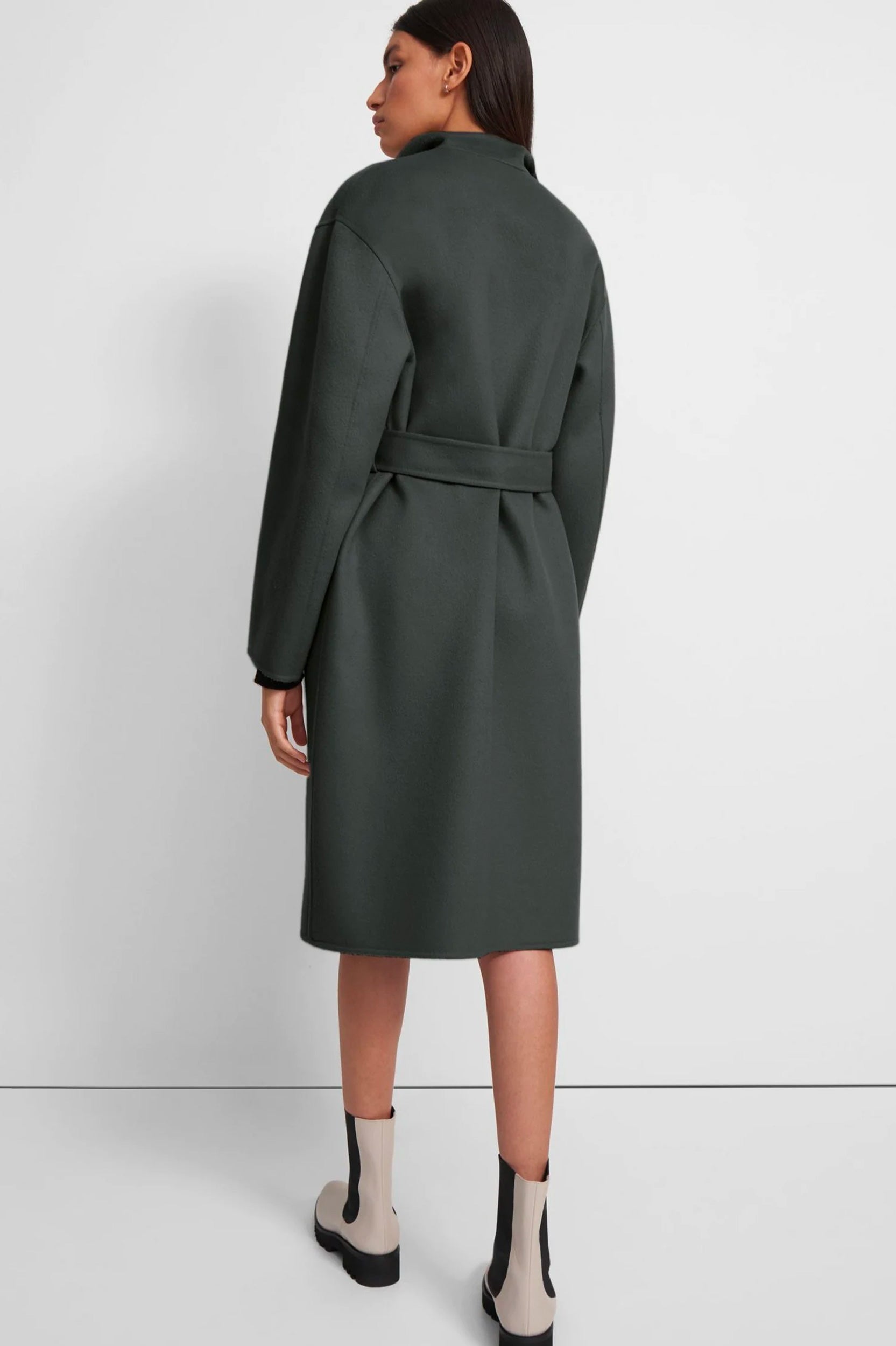 Double Belted Trench Coat in Lead